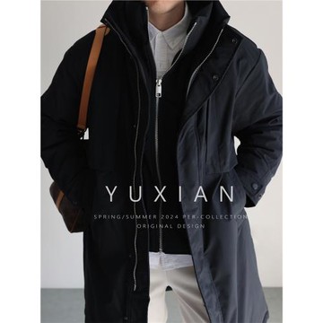 【高暖90白鴨絨】立領假兩件風衣派克羽絨服厚外套休閑商務男冬季