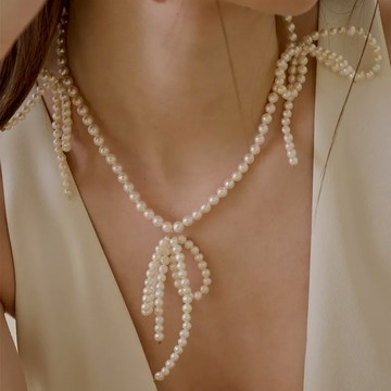 LESIS｜Ribbon Radiance Necklace 多層珍珠蝴蝶結項鍊