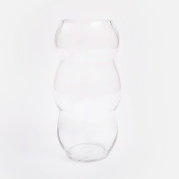奧可利造型透明玻璃花器30cm 曲線形