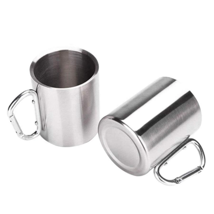 Tebery Pack Stainless Steel Coffee Mugs with Carabiner Handles 10OZ Doubl