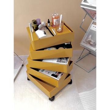 北歐360旋轉收納柜床頭柜辦公室臥室可移動小推車化妝品儲物柜