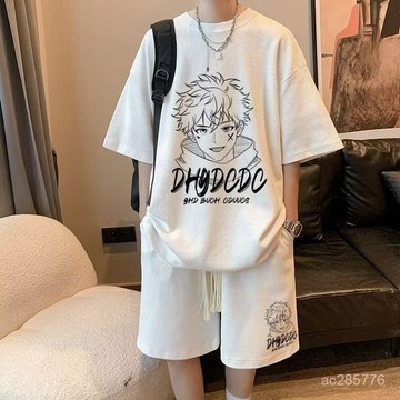 【男士套裝】夏季穿搭一整套時尚休閒套裝男2025新款動漫印花男裝