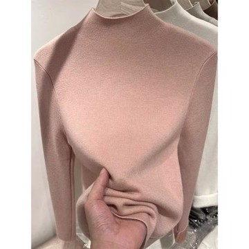 半高領針織毛衣女一體絨秋冬2026新款長袖上衣加絨加厚打底衫內搭