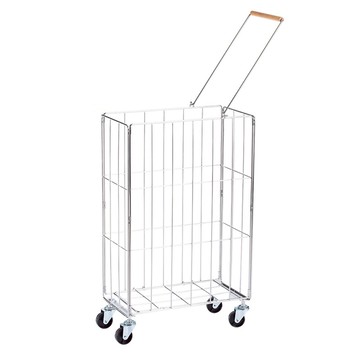 SHIMOYAMA 201不銹鋼可折疊帶提手髒衣籃 附輪 郵購盒 拋貨  不銹鋼  39.5×20×55cm (內尺寸)