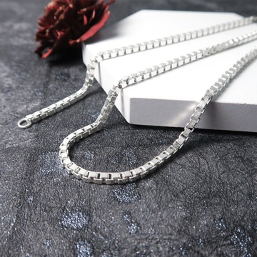 ART64 純銀 威尼斯方盒鍊(2.8mm寬) 22吋 寬版 搭配鍊 925純銀項鍊 銀鍊子 男生項鍊