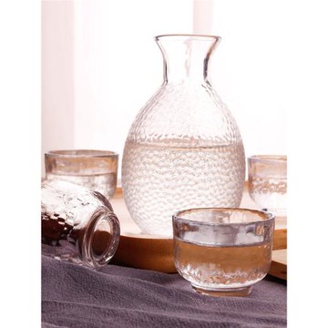 錘紋金邊玻璃清酒酒具套裝黃酒果酒白酒分酒器酒壺酒杯梅子一口杯