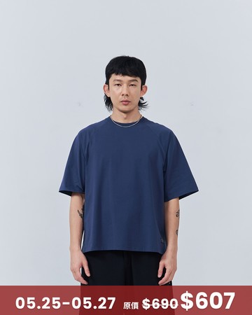 男裝 基本素面休閒短袖上衣-藍 M/L/XL