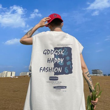 背心男款夏季薄款寬松無袖t恤日系復古cityboy坎肩上衣男士汗衫潮