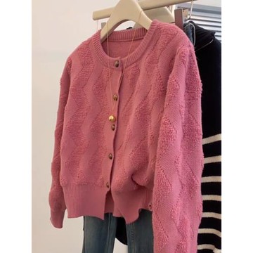 大碼微胖洋氣減齡外穿針織上衣女秋冬胖妹妹遮肉顯瘦女士毛衣外套