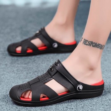 洞洞拖鞋男外穿兩用涼拖鞋2022新款夏季男士軟底包頭大頭沙灘涼鞋