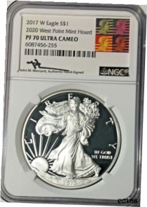 アンティークコイン コイン 金貨 銀貨 American Silver Eagle WEST POINT HOARD NGC PF70 MERCANTI-REAGAN 2017-W