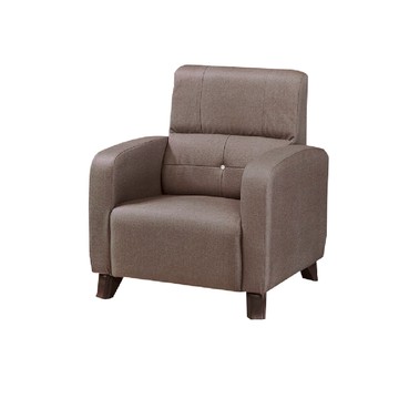 ASSARI-柔居耐磨單人座布紋皮沙發