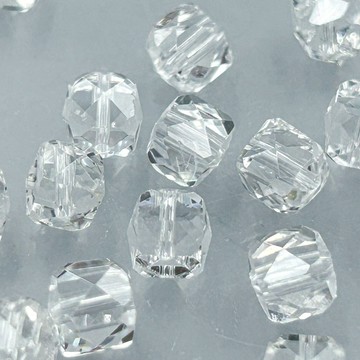 【療手作】白水晶 7A方型切割白水晶珠 天然巴西激光料 高折射率方切白水晶 盤珠疊珠