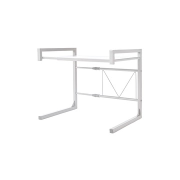 【日本天馬】桌上型伸縮式微波爐烤箱收納置物架(C框雙層)典雅白