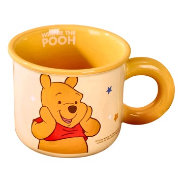 迪士尼 星仔杯 陶瓷杯 10.3 x 10.3 x 9cm  萌趣維尼熊 黃色  1個