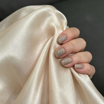 💗Yuki Nail💗純手工穿戴甲新款通勤溫柔風雲紗灰杏顯白氣質美甲SY1203