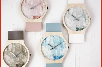 日本 YAMATO  painting clock 手錶造型 掛鐘 時鐘 壁鐘 木製 木頭 工藝 雜貨 日本代購