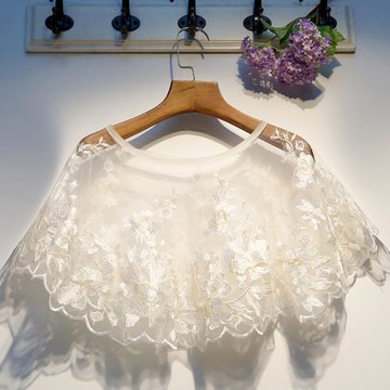 外套女超仙夏新款套頭蕾絲披肩寬松斗篷短款小外套百搭時尚坎肩薄