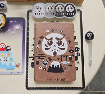 感恩日記手帳本 日本福神(棕) 手帳本 無時效 網格 空白 橫線內頁