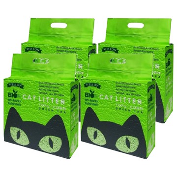 WELLON 威龍 bio 細顆粒2.0豆腐貓砂 2.5kg 天然豆腐砂 強力凝結 除臭環保  4包  綠茶