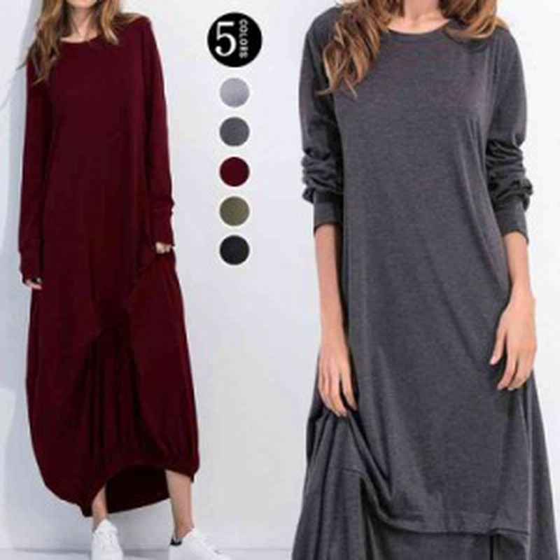 ワンピース レディース 40代 マキシワンピース 夏秋 マキシ丈 5xl ロングワンピース 長袖 5色 ゆったり 体型カバー 通販 Lineポイント最大1 0 Get Lineショッピング