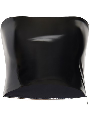 LAPOINTE - cropped faux-leather tube top - women - Nylon/Elastane/Spandex/Elastane/Polyester/Polyurethane - 8 - Black