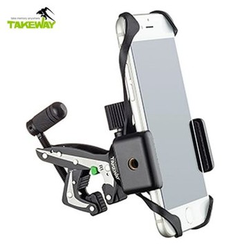 台灣製TAKEWAY極限運動夾鉗式腳架R1 mini(含彈力束帶版手機座T-PH04)萬用夾卡鉗腳架迷你小腳架適滑板重型機車重機自行車