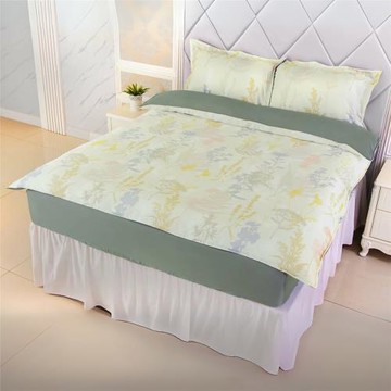 【卓瑩】天絲100S膠原蛋白印花-歡絮床包5件組-6x6.2呎