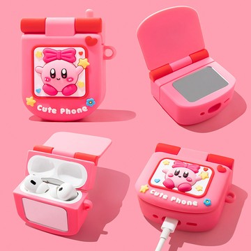 星之の卡比 仿真電話 矽膠軟殼 適用於Airpods Pro2保護套 新款 Airpods4代保護殼 2/3代藍牙耳機套