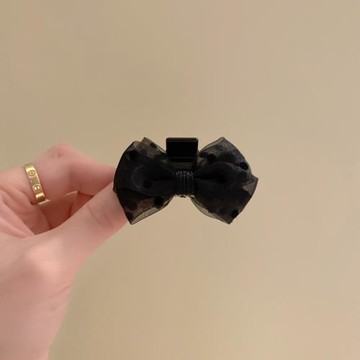 黑色網紗雙面蝴蝶結小抓夾公主頭高級感中號發量少的劉海夾發夾