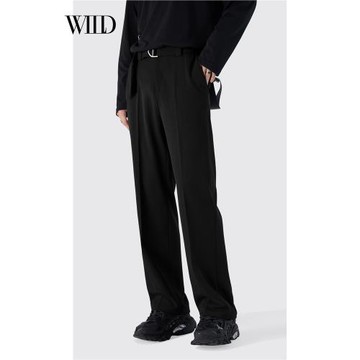 直筒休閑褲男 黑色高級秋冬加絨加厚長褲子 百搭男士垂感痞帥西褲