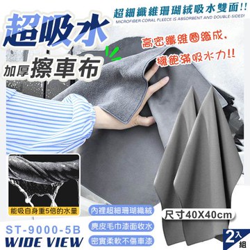 WIDE VIEW 加厚珊瑚絨超吸水雙面擦車布2入組(ST-9000-5B)