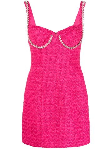 Self-Portrait - crystal-embellished tweed minidress - women - Polyester/Polyester - 8 - Pink