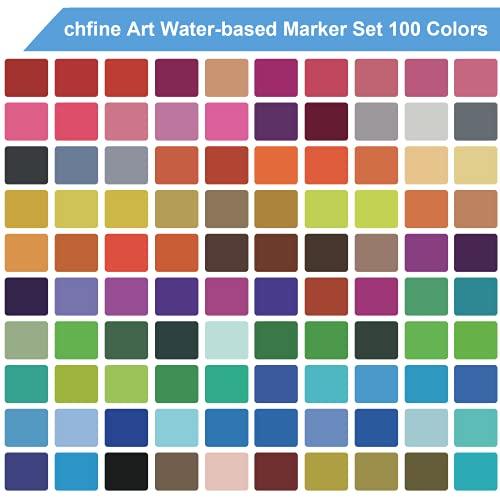 100 Colors Artist Markers Dual Tip Pens,chfine Fine Tip Coloring Marker  B