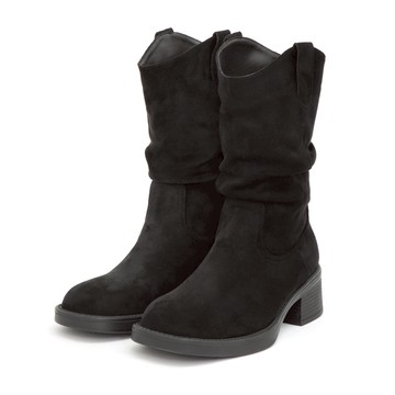 D+AF 嬉皮小V口抓皺西部堆堆靴