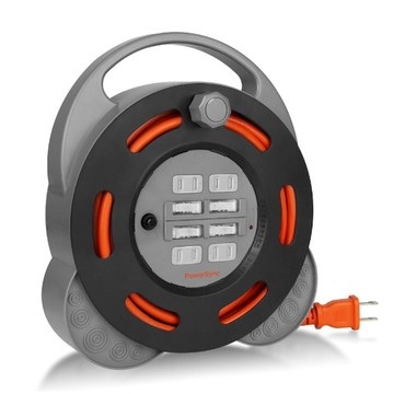 PowerSync 【包爾星克】TX44F100工業用2孔4開4插10m抗突波 輪座 延長線