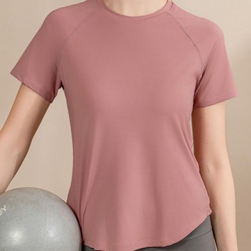 [巴黎精品] 瑜珈服短袖運動服-時尚彈性透氣圓領女上衣3色v1ax16