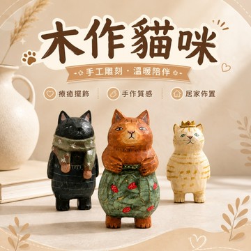 貓咪擺飾 木製工藝品 小貓擺件 木雕擺件 飾品 雕刻小貓 禮物 木質擺件 工藝擺件 家居擺飾 桌面擺件 送女友 361
