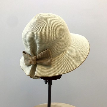 細草休閑蝴蝶結復古折疊防曬沙灘帽草帽子漁夫帽女夏韓版百搭日系1入