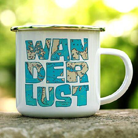 Wanderlust Enamel Campfire Coffee Mug, Travel Lover Camping Cup, Outdoor Explore Gift (12oz)並行輸入