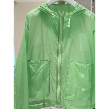 【現貨】韓系時尚防曬服百搭上衣夏綠色顯瘦簡約連帽薄外套潮