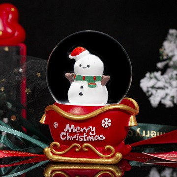 耶誕雪人水晶球 帶燈發光桌面裝飾小擺件 男孩女孩玩具 節日禮物 耶誕禮品 耶誕節玩具