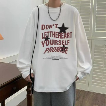 【臺灣出貨】棉長袖T恤男新款春秋季打底衫上衣青少年美式潮牌男裝體恤衫男生運動上衣運動T恤春秋長袖