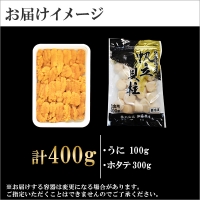 1662. うに チリ産 冷凍 100g ホタテ 300g セット ファミリー ウニ 雲丹 ほたて 生ほたて 帆立 貝柱 貝 海鮮 海鮮丼 送料無料 北海道 弟子屈町 13000円