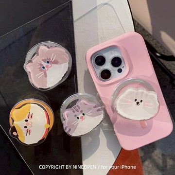 寵物可愛手機支架 懶人支架 伸縮旋轉支架 多功能亞克力支架 迷你支架 手機配件 桌面伸縮支架 背貼支架