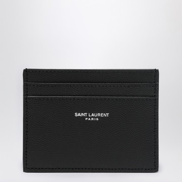 Black textured leather card holder
