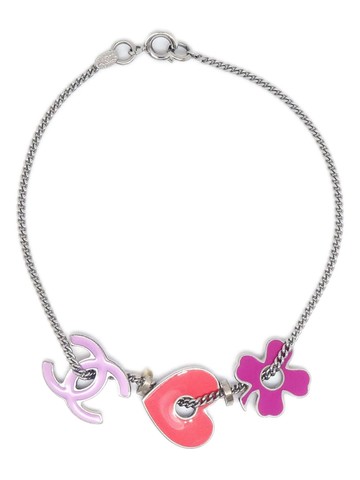 CHANEL Pre-Owned - 2004 CC heart-charm bracelet - women - Silver Plated - One Size