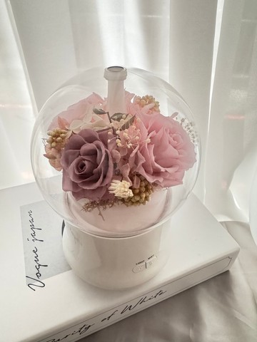 三朵永生花夜燈香氛水氧機 客製化禮物 含包裝禮盒