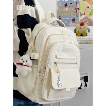 隔日達💯簡約百搭ins大學生書包女 日係大容量純色初高中生雙肩包電腦背包 旅行防水休閒旅行背包男 大容量多口袋後背包