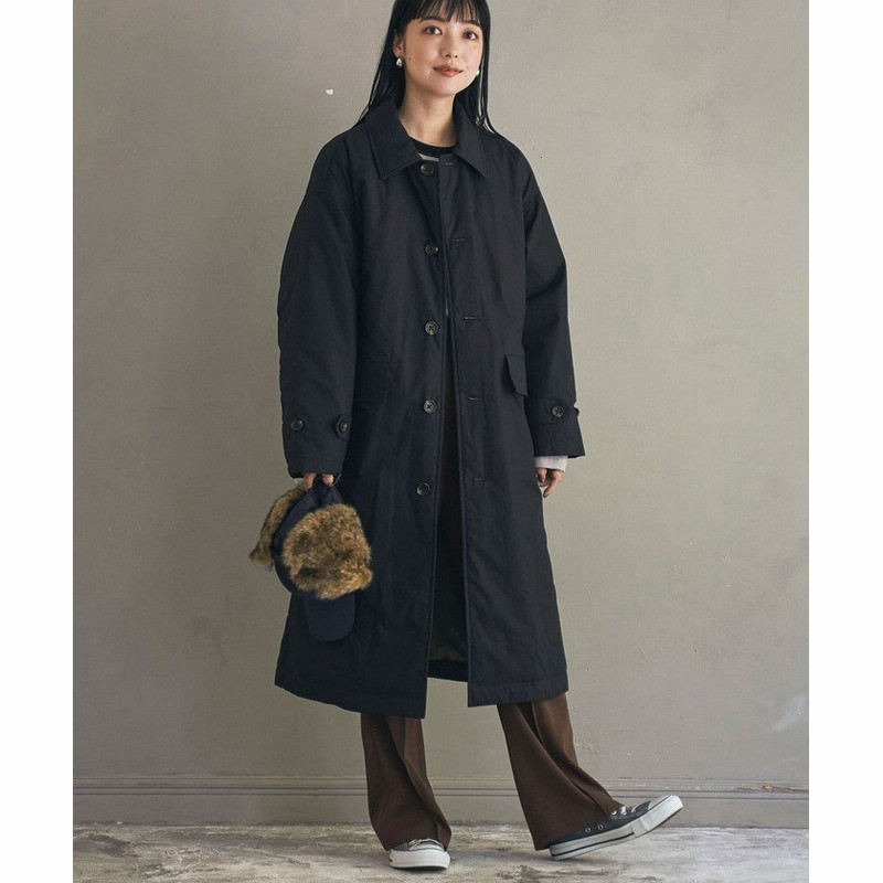 コーエン 中綿ロングステンカラーコート レディース ブラック Medium Coen 通販 Lineポイント最大get Lineショッピング